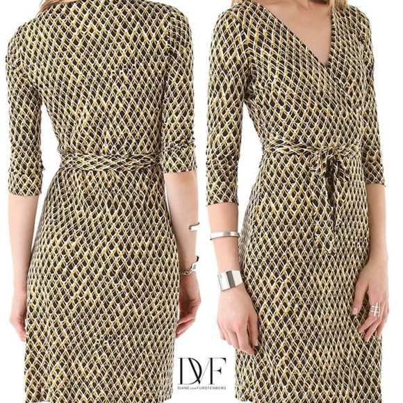 DVF Diane Von Furstenberg Geometric New Julian Silk Jersey Wrap Dress Size 10 - Picture 1 of 12